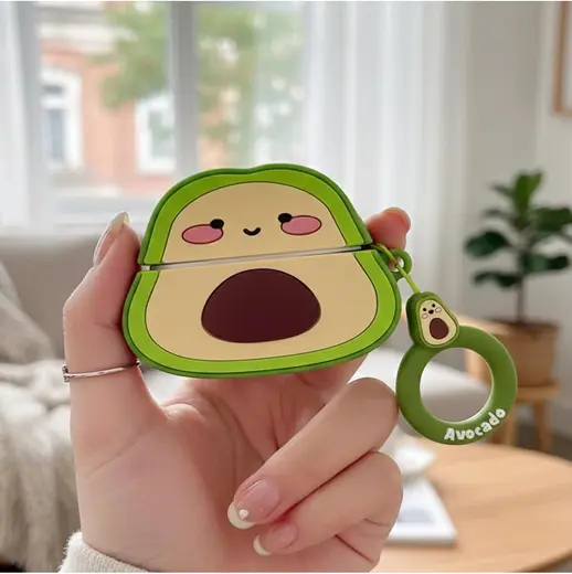 CaseOnn Kılıf Karakter Figürlü Avokado Yeşil - Sarı Apple AirPods Pro 3 ile uyumlu