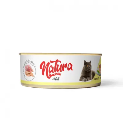 Natura Ton Balıklı ve Tavuk Filetolu Yetişkin Kedi Konservesi 70gr