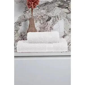 Mira Home %100 Pamuk 2 Parça Kadın/erkek Banyo Duş Hamam Havlu Seti 90x150 Cm Beyaz