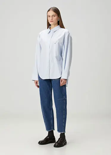 Coco Curved Tapered Mavi Jean Pantolon