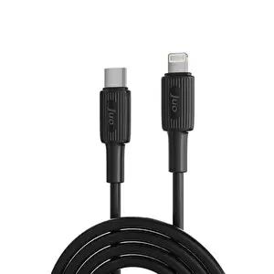 Juo JCBS271-B 27W USB Type-C to Lightning Silikon Hızlı Şarj ve Data Kablosu Siyah 1 M