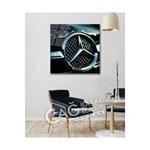 Mgi Design Mercedes Logolu Araba Cam Tablo Modern Ev Ofis Oda Salon Duvar Dekoru Hediyelik | Doğa Ve Manzara Temalı Dekoratif Duvar Tablosu, Salon, Yatak Odası Ve Ofis Dekoru, 50x50 Cm 50x50 cm
