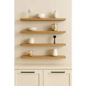 Yankı - BYEG 50 Cm 4lü Safir Meşe Mdf Uçan Duvar Rafı Gizli Bağlantı Kitaplık