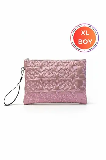 Yıldız Desenli Pink XL Macbook ve Tablet Uyumlu Portföy Çanta
