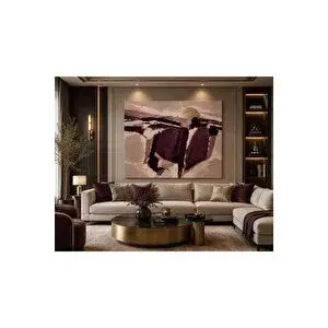 Mgi Design Mürdüm Gold Soyut Kanvas Tablo – Lüks Modern Duvar Dekoru | Çerçevesiz Premium Abstract Tablo | Salon, Yatak Odası, Ofis Ve Antre İçin Dekoratif Duvar Sanatı | Modern Duvar Dekoru | Salon, Yatak Odası 80x120 cm
