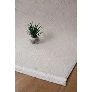 Valery Home Bukle Kabartmalı Rölyef Kaymaz Tabanlı Yıkanabilir Salon,mutfak,koridor Bej Rayne Yolluk 120x350 cm