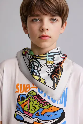 Desenli Pamuklu Bandana Erkek Çocuk