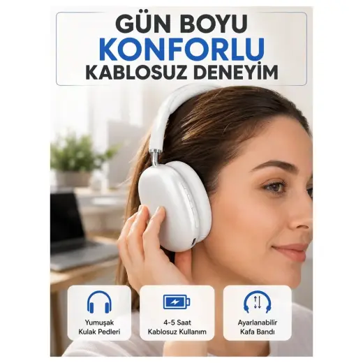 Aslanoğlu Store Mey Ithalat® Gürültü Azaltmalı Bluetooth Kulaklık | 5 Saat Kesintisiz Müzik Yeni Nesil
