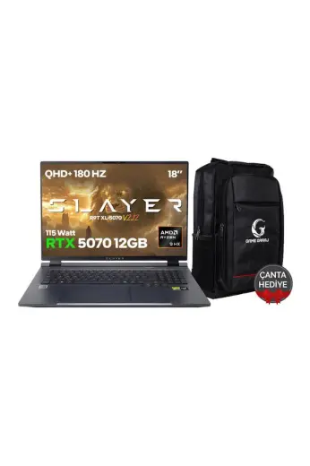 Game Garaj Slayer R9T XL-5070 V2.12 C1 AMD Ryzen 9 8945HX 32 GB RAM 1 TB SSD RTX5070 18" 180Hz QHD+ IPS FeeDOS Gaming Laptop