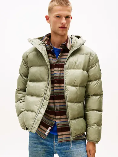 Erkek TJM Hooded Logo Puffer Mont