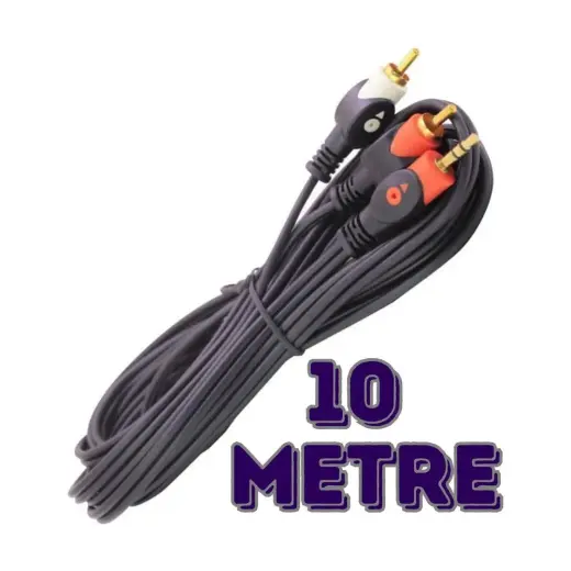 Harry 10 Metre Yüksek Kalite Stereo 3.5 mm To 2 RCA Kablo %100 Bakır Materyal ile Dayanıklı Tasarım