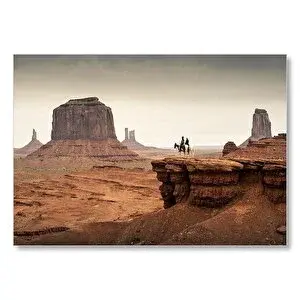 Cakatablo Anıt Vadisi Kızılderili Atlılar Görseli Mdf Ahşap Tablo 25x35 cm