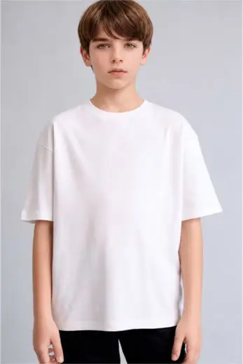 %100 Pamuk Oversize Tişört Erkek Çocuk