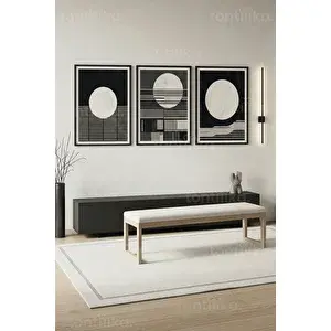 Tontilika Modern Geometrik Soyut Sanat 3’lü Ahşap Çerçeveli Tablo Seti 50 x 70 cm