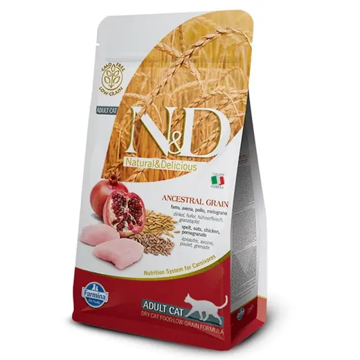 N&D Ancestral Grain Tavuklu ve Narlı Ata Tahıllı Kısırlaştırılmış Kedi Maması 5kg