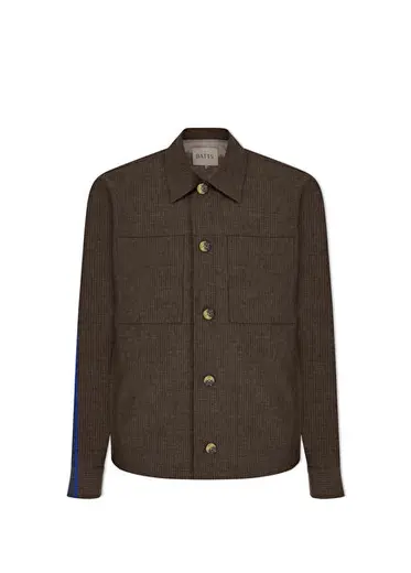 Corfu Koyu Kahverengi Çizgili Düğmeli Relaxed Fit Erkek Blazer Ceket