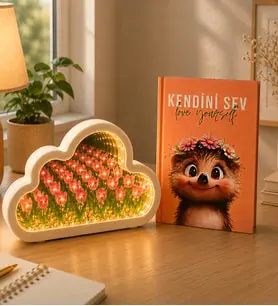 Sonsuzluk Bahçesi Bulut Gece Lambası & Kendini Sev Özel Defter Hediye Seti