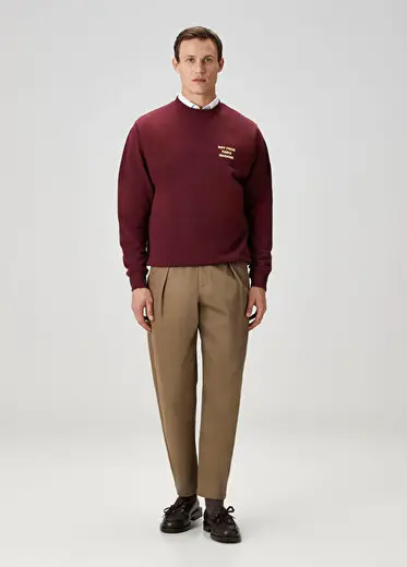 Bordo Slogan Detaylı Sweatshirt