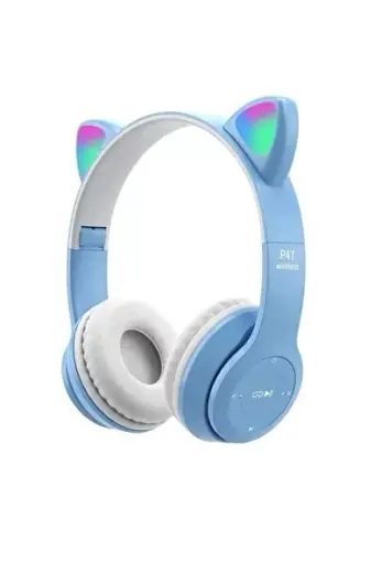 Kedi Kulağı Bluetooth Kablosuz Kulaklık Rengarenk Işıklı Rgb Pembe Çocuk Oyun Kulaklığı