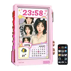 Divoom Times Frame 10.1 Akıllı Kişiselleştirilebilir Dijital Çerçeve 64 GB Pembe