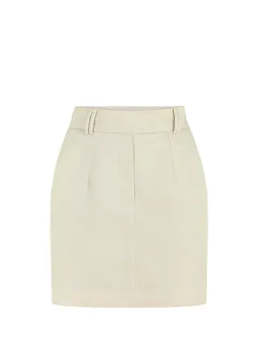 Dakota Beige Yüksek Bel Kadın Mini Etek