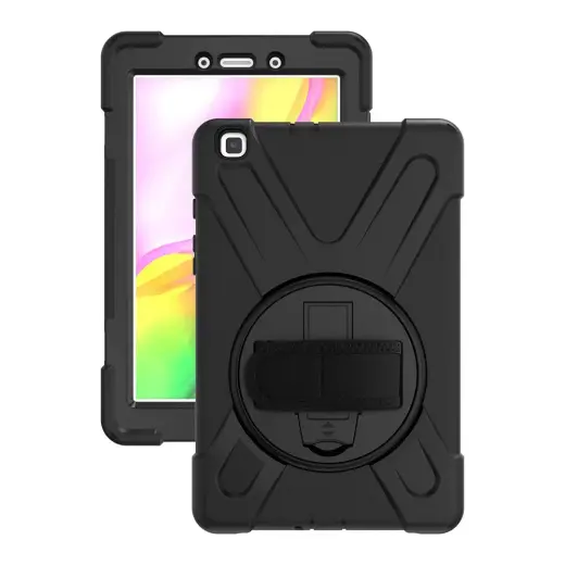 MobaxAksesuar Samsung Galaxy Tab A 8.0 T290 T295 T297 Kılıf Defender Standlı Askılı Tank Zırhlı Case Siyah