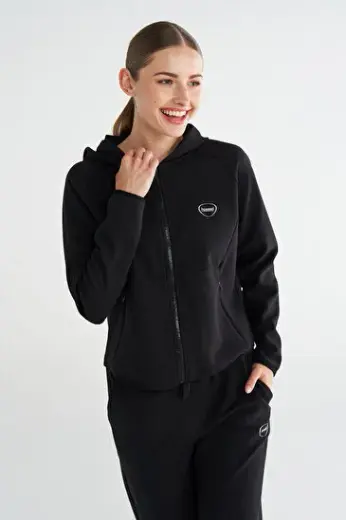 TECH FERMUARLI HOODIE Siyah Kadın Hoodie