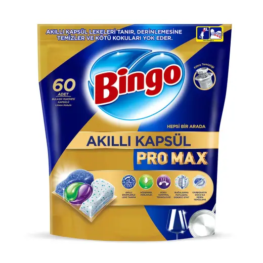 Bingo Pro Max Hepsi Bir Arada Bulaşık Makinesi Tableti 60 Adet