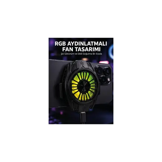 Akıllı Bayi Rgb Fan Aydınlatmalı Sessiz Çalışan Telefon Soğutucu Aby