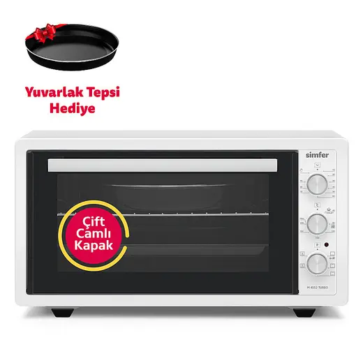 Simfer 4552 Beyaz 45 LT Turbo Fan Mini / Midi Fırın - 6 Fonksiyon,Yoğurt Yapma, Buz Çözme & İç Aydınlatma