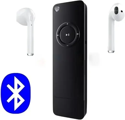 Tastech Bluetooth Lu Mp3 Player Dahili Hoparlör Kablolu Ve Kablosuz Kulaklık Ile Kullanabilme-Mini Mp3 Çalar Siyah