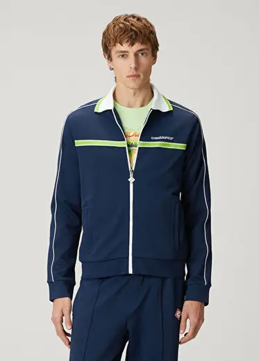 Lacivert Polo Yaka Sweatshirt