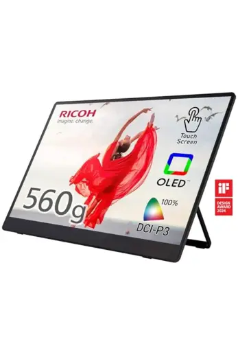 Ricoh 150 Mobil 16 İnç 1920 x 1080P OLED Ekran Monitör USB-C Dizüstü Bilgisayar/PC/Akıllı Telefon Kullanımı için İki Dahili Hoparlörlü Hafif Dokunmatik Ekran Monitör