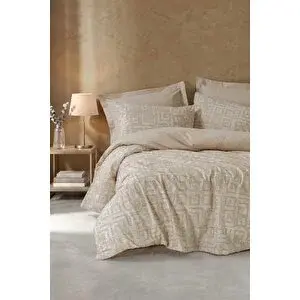 Cotton Box Minimal Tek Kişilik Lastikli Çarşaflı Nevresim Takımı Mesh Bej