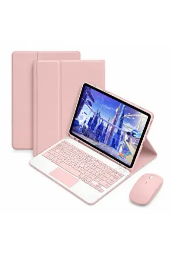 Poco Pad X1 11.2 inch Tablet Uyumlu Bluetooth Touchpad Klavye+Bluetooth Mouse+Standlı Kılıf-BKK7