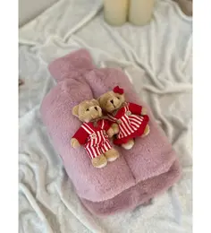 Sevgili Hediye İçin Sıcak Su Torbası Pudra Pembe Peluş Ayak Isıtıcı Oyuncaklı 2 Litre 4