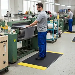FlorONE Anti-Fatigue Mat Yorgunluk Önleyici İş Yeri Paspası - Sarı Şeritli - 60 x 90