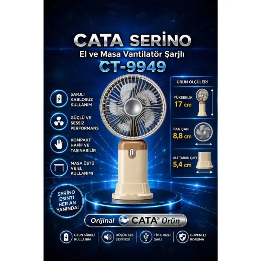 Cata CT-9949 Serino Mini Fan El Vantilatörü Kanatsız Tasarım Özelliği ile Güçlü Performans