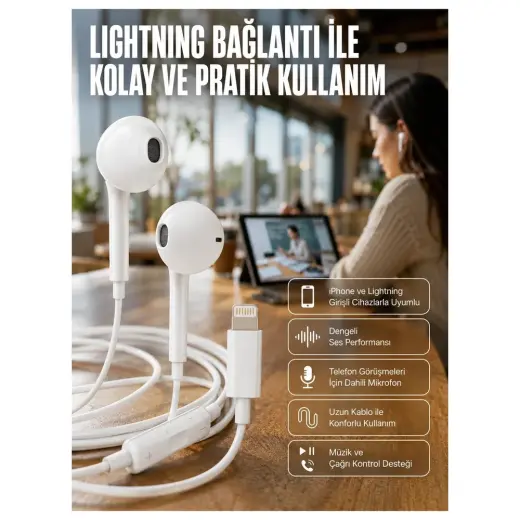 Konforlu Ergonomik Kare Tasarımlı Müzik ve Çağrı Kulaklığı Yeni Nesil