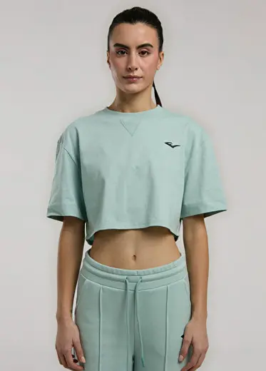 Classics Wmn Comfort Su Yeşili Kısa Kollu Kadın Crop T-shirt