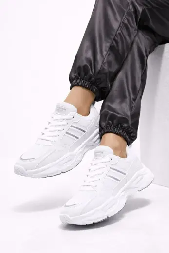 Unisex Kalın Tabanlı Bağcıklı Rahat Sneaker Spor Ayakkabı, Nefes Alan Trend Model