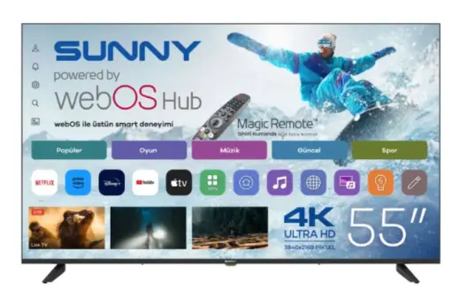 Sunny SN55QUPRL-W02M 4K Ultra HD 55" 140 Ekran Uydu Alıcılı webOS Smart QLED TV