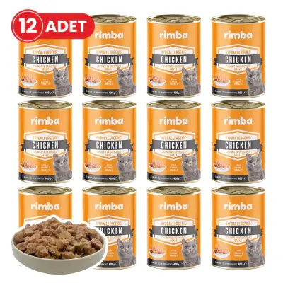 Rimba Sos İçinde Parçalı Tavuklu Kedi Konservesi 400gr (12 Adet)