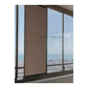 Trend Stor Perde Kahve Plise Katlanır Cam Balkon Perdesi - Ofis Perdesi - Salon Perdesi - 021 100x250 cm
