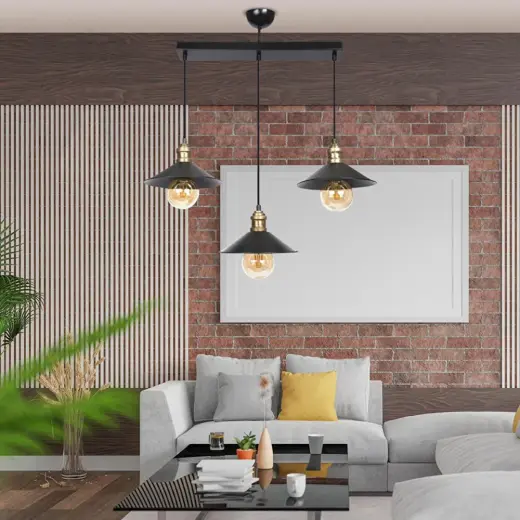 Apliqa Gönen 3lü Siyah Sıralı Modern Retro Sarkıt Mutfak Retro Salon Avize