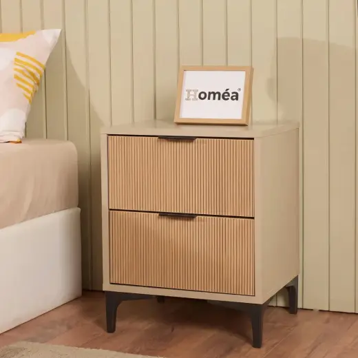 Homea Prestige 2 Çekmeceli Komodin Meşe Vizon