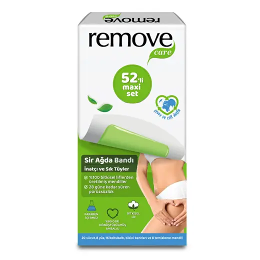 Remove Care Maxi Set İnatçı ve Sık Tüyler Sir Ağda Bandı 52'li