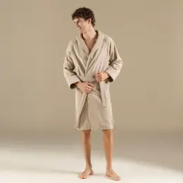 Solıd Bambu Unısex Bornoz Koyu Bej 7