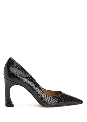 Leonie Siyah Deri Stiletto