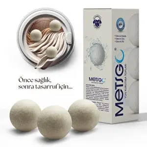 METSGO ( 3 Adet ) Yün Kurutma Topları - Doğal Yumuşatıcı - Kırışık Giderici - Kurutma Makinesi Için